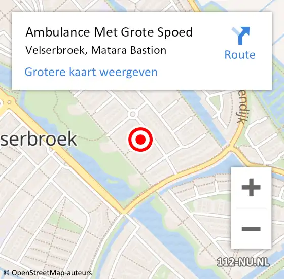 Locatie op kaart van de 112 melding: Ambulance Met Grote Spoed Naar Velserbroek, Matara Bastion op 21 januari 2015 23:35