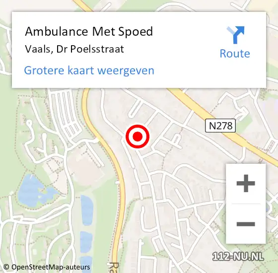 Locatie op kaart van de 112 melding: Ambulance Met Spoed Naar Vaals, Dr Poelsstraat op 22 januari 2015 00:23