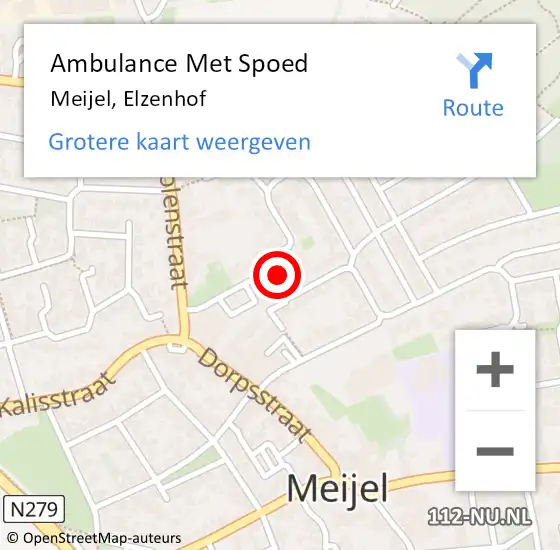 Locatie op kaart van de 112 melding: Ambulance Met Spoed Naar Meijel, Elzenhof op 22 januari 2015 02:22