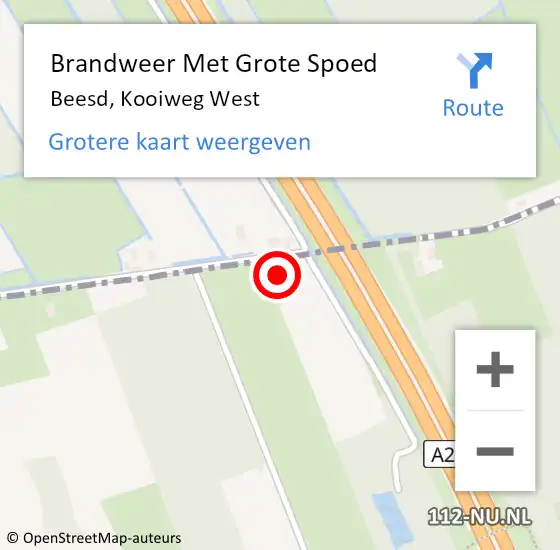 Locatie op kaart van de 112 melding: Brandweer Met Grote Spoed Naar Beesd, Kooiweg West op 22 januari 2015 03:05