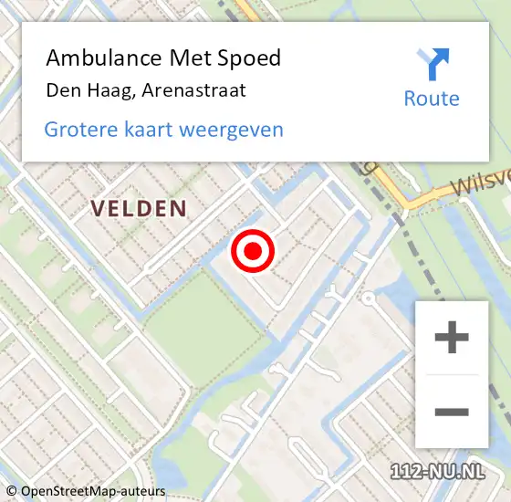 Locatie op kaart van de 112 melding: Ambulance Met Spoed Naar Den Haag, Arenastraat op 22 januari 2015 04:12