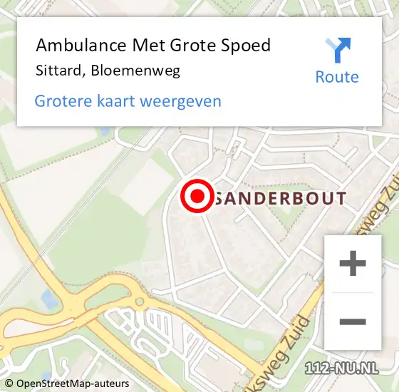 Locatie op kaart van de 112 melding: Ambulance Met Grote Spoed Naar Sittard, Bloemenweg op 22 januari 2015 04:25