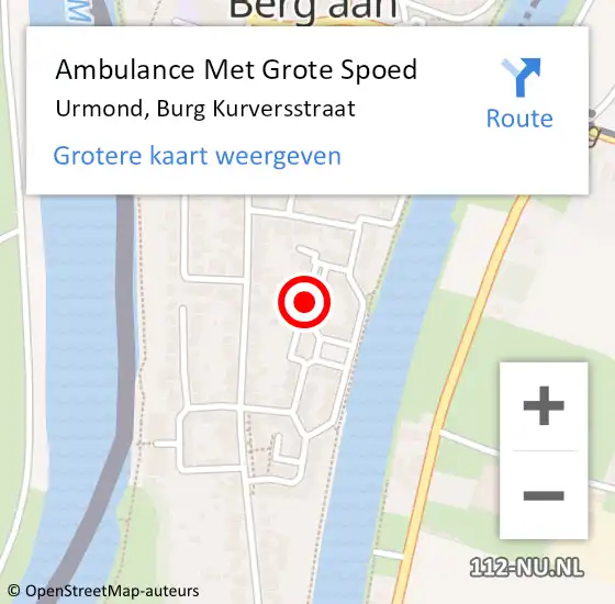 Locatie op kaart van de 112 melding: Ambulance Met Grote Spoed Naar Urmond, Burg Kurversstraat op 22 januari 2015 04:37