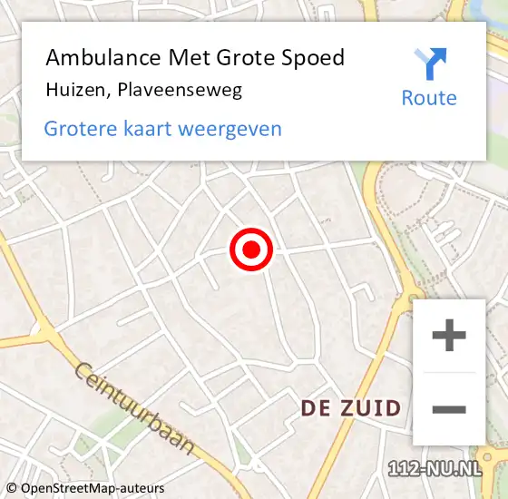 Locatie op kaart van de 112 melding: Ambulance Met Grote Spoed Naar Huizen, Plaveenseweg op 22 januari 2015 05:08