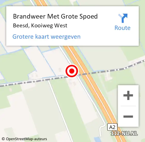 Locatie op kaart van de 112 melding: Brandweer Met Grote Spoed Naar Beesd, Kooiweg West op 22 januari 2015 05:22