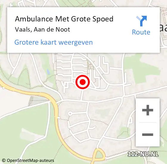 Locatie op kaart van de 112 melding: Ambulance Met Grote Spoed Naar Vaals, Aan de Noot op 22 januari 2015 07:20