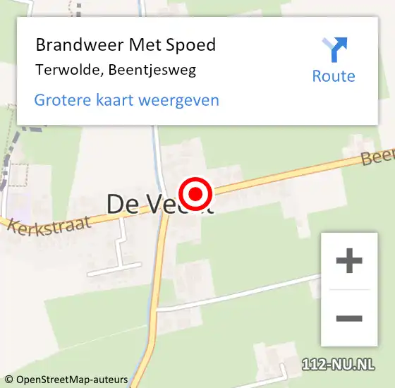 Locatie op kaart van de 112 melding: Brandweer Met Spoed Naar Terwolde, Beentjesweg op 28 oktober 2013 10:49