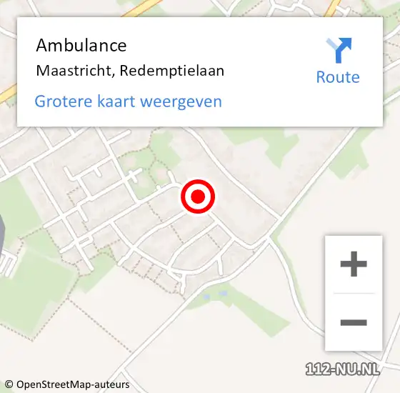 Locatie op kaart van de 112 melding: Ambulance Maastricht, Redemptielaan op 22 januari 2015 08:04