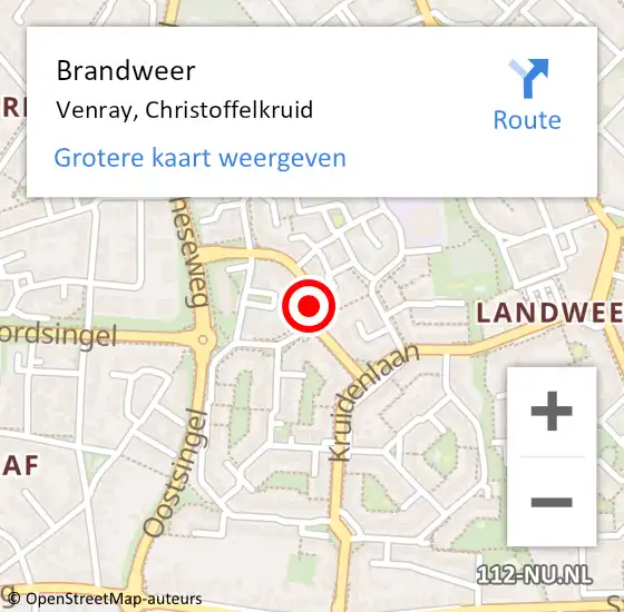 Locatie op kaart van de 112 melding: Brandweer Venray, Christoffelkruid op 22 januari 2015 08:23