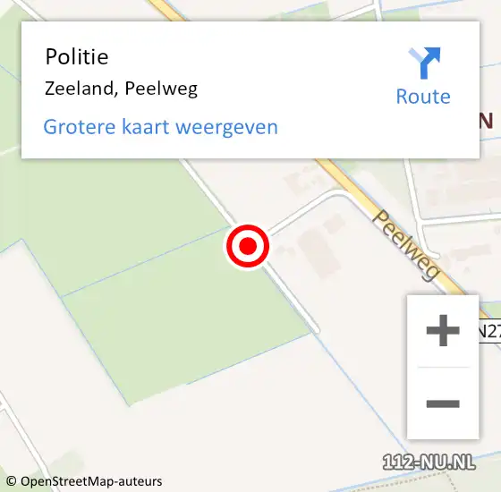 Locatie op kaart van de 112 melding: Politie Zeeland, Peelweg op 22 januari 2015 08:39