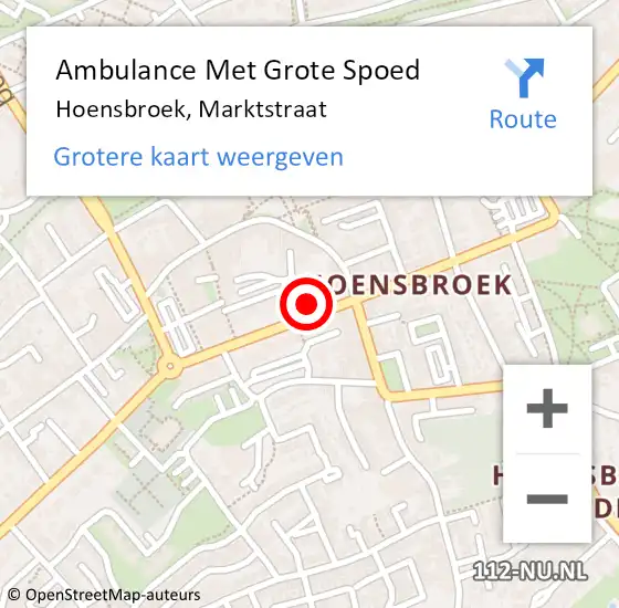 Locatie op kaart van de 112 melding: Ambulance Met Grote Spoed Naar Hoensbroek, Marktstraat op 22 januari 2015 09:18