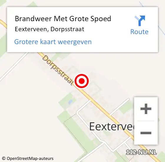 Locatie op kaart van de 112 melding: Brandweer Met Grote Spoed Naar Eexterveen, Dorpsstraat op 22 januari 2015 09:18