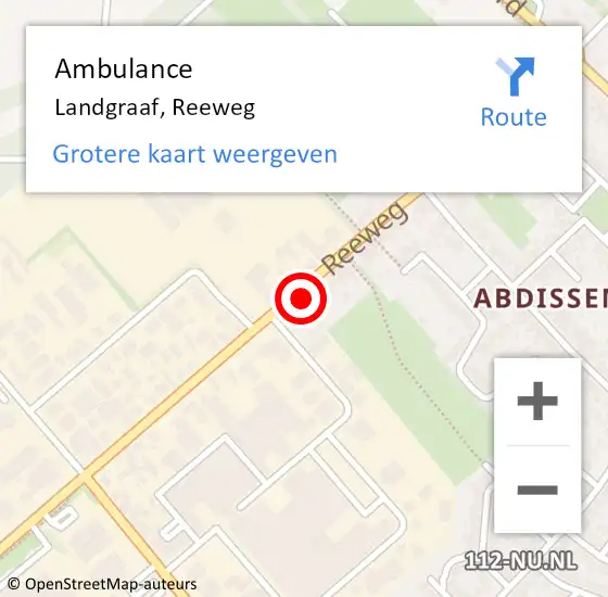 Locatie op kaart van de 112 melding: Ambulance Landgraaf, Reeweg op 22 januari 2015 09:44