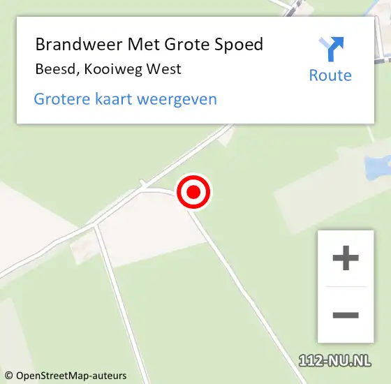 Locatie op kaart van de 112 melding: Brandweer Met Grote Spoed Naar Beesd, Kooiweg West op 22 januari 2015 10:06