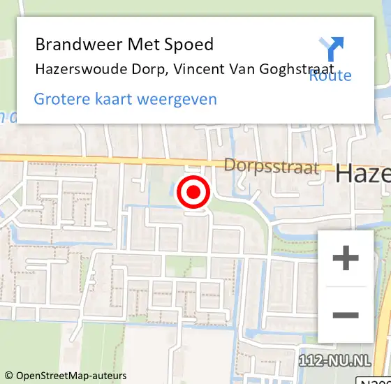 Locatie op kaart van de 112 melding: Brandweer Met Spoed Naar Hazerswoude Dorp, Vincent Van Goghstraat op 28 oktober 2013 10:54