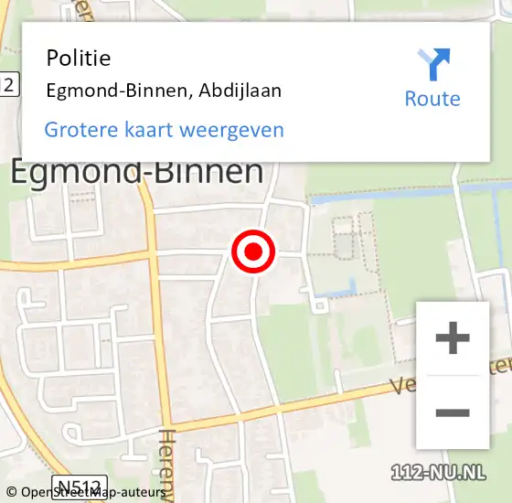 Locatie op kaart van de 112 melding: Politie Egmond-Binnen, Abdijlaan op 22 januari 2015 10:48