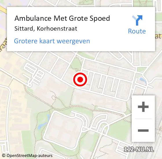 Locatie op kaart van de 112 melding: Ambulance Met Grote Spoed Naar Sittard, Korhoenstraat op 22 januari 2015 10:53