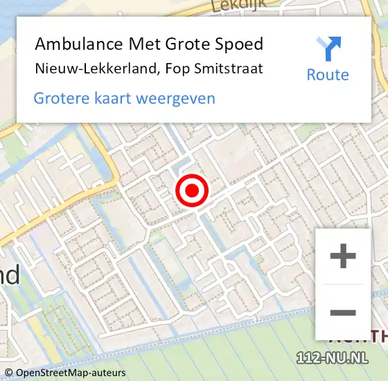 Locatie op kaart van de 112 melding: Ambulance Met Grote Spoed Naar Nieuw-Lekkerland, Fop Smitstraat op 22 januari 2015 11:12