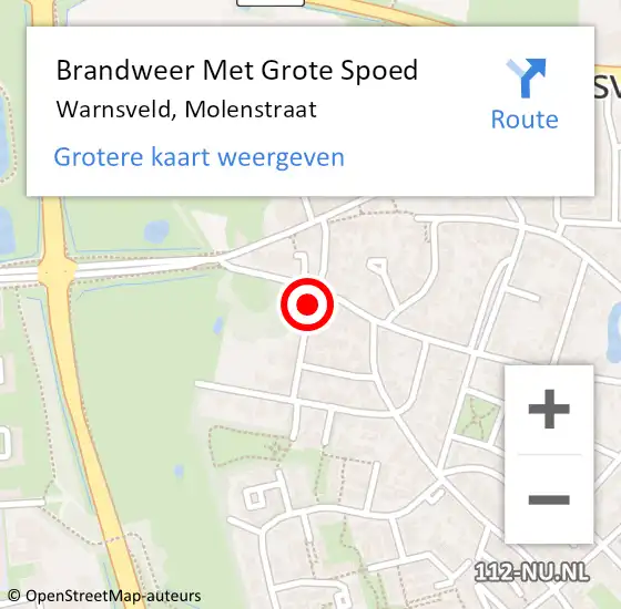 Locatie op kaart van de 112 melding: Brandweer Met Grote Spoed Naar Warnsveld, Molenstraat op 22 januari 2015 11:51