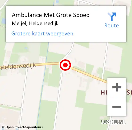 Locatie op kaart van de 112 melding: Ambulance Met Grote Spoed Naar Meijel, Heldensedijk op 22 januari 2015 11:54