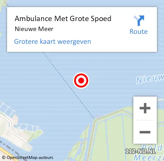 Locatie op kaart van de 112 melding: Ambulance Met Grote Spoed Naar Nieuwe Meer op 22 januari 2015 12:10