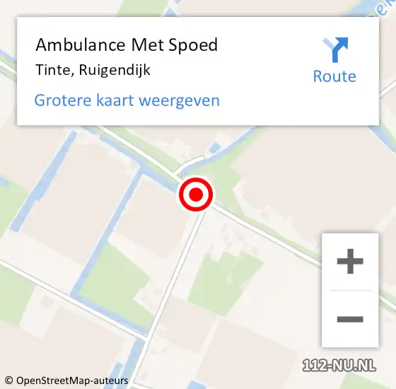 Locatie op kaart van de 112 melding: Ambulance Met Spoed Naar Tinte, Ruigendijk op 22 januari 2015 12:43