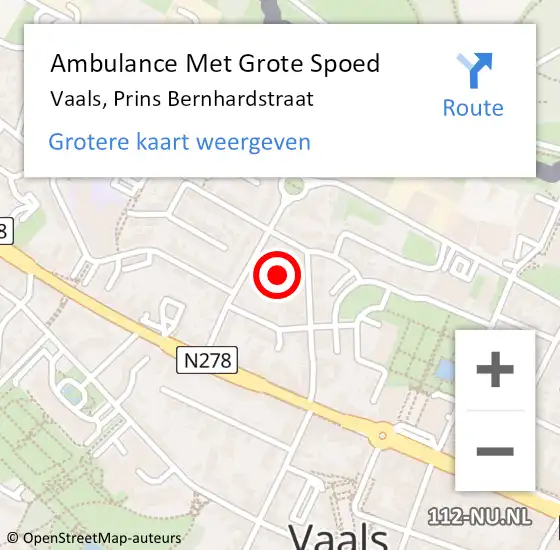 Locatie op kaart van de 112 melding: Ambulance Met Grote Spoed Naar Vaals, Prins Bernhardstraat op 22 januari 2015 12:46
