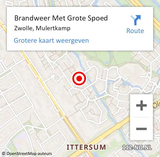 Locatie op kaart van de 112 melding: Brandweer Met Grote Spoed Naar Zwolle, Mulertkamp op 22 januari 2015 12:53