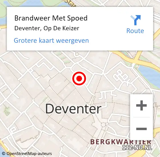 Locatie op kaart van de 112 melding: Brandweer Met Spoed Naar Deventer, Op De Keizer op 22 januari 2015 13:22