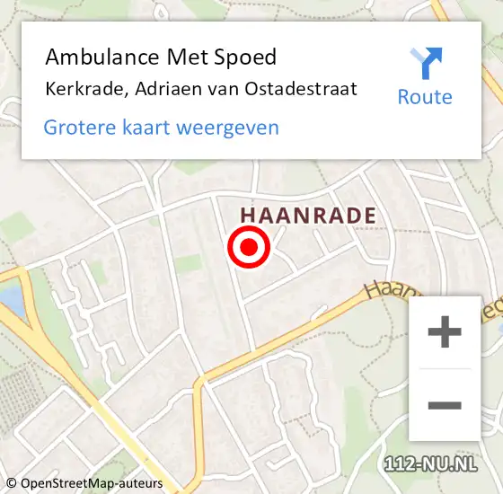 Locatie op kaart van de 112 melding: Ambulance Met Spoed Naar Kerkrade, Adriaen van Ostadestraat op 22 januari 2015 13:40