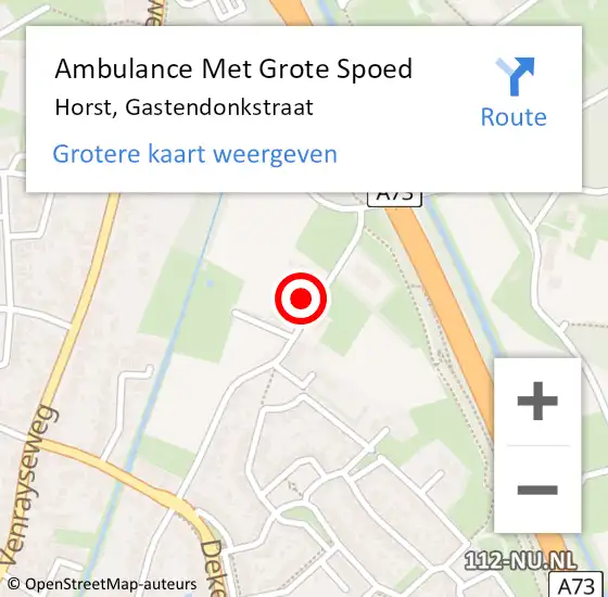 Locatie op kaart van de 112 melding: Ambulance Met Grote Spoed Naar Horst, Gastendonkstraat op 22 januari 2015 13:52