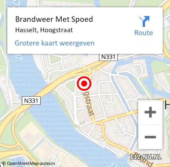 Locatie op kaart van de 112 melding: Brandweer Met Spoed Naar Hasselt, Hoogstraat op 28 oktober 2013 10:56