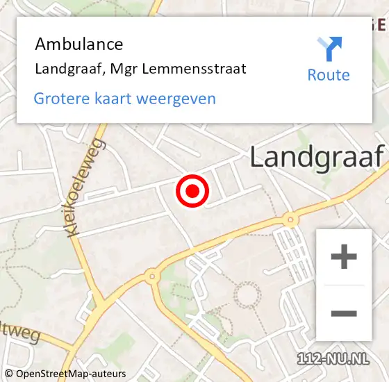 Locatie op kaart van de 112 melding: Ambulance Landgraaf, Mgr Lemmensstraat op 22 januari 2015 13:56