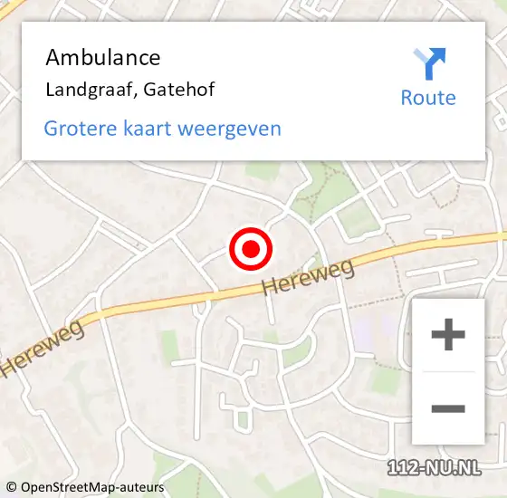 Locatie op kaart van de 112 melding: Ambulance Landgraaf, Gatehof op 22 januari 2015 14:48