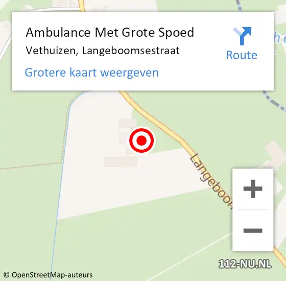 Locatie op kaart van de 112 melding: Ambulance Met Grote Spoed Naar Vethuizen, Langeboomsestraat op 22 januari 2015 15:16