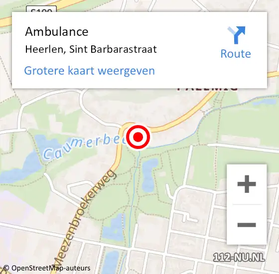 Locatie op kaart van de 112 melding: Ambulance Heerlen, Sint Barbarastraat op 22 januari 2015 15:20