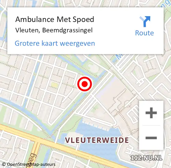 Locatie op kaart van de 112 melding: Ambulance Met Spoed Naar Vleuten, Beemdgrassingel op 10 september 2013 23:59