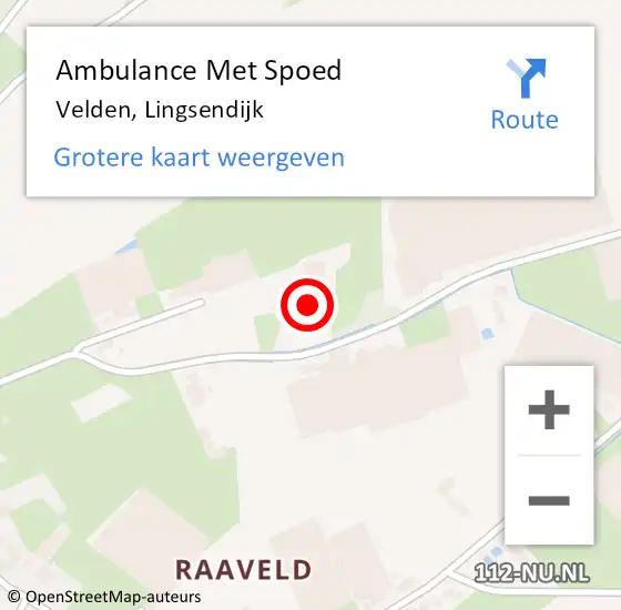 Locatie op kaart van de 112 melding: Ambulance Met Spoed Naar Velden, Lingsendijk op 22 januari 2015 15:24