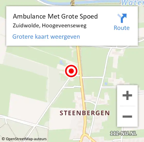 Locatie op kaart van de 112 melding: Ambulance Met Grote Spoed Naar Zuidwolde, Hoogeveenseweg op 22 januari 2015 15:38