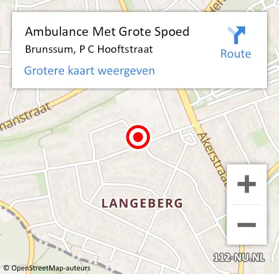 Locatie op kaart van de 112 melding: Ambulance Met Grote Spoed Naar Brunssum, P C Hooftstraat op 22 januari 2015 15:38