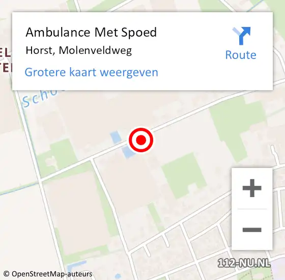 Locatie op kaart van de 112 melding: Ambulance Met Spoed Naar Horst, Molenveldweg op 22 januari 2015 16:29