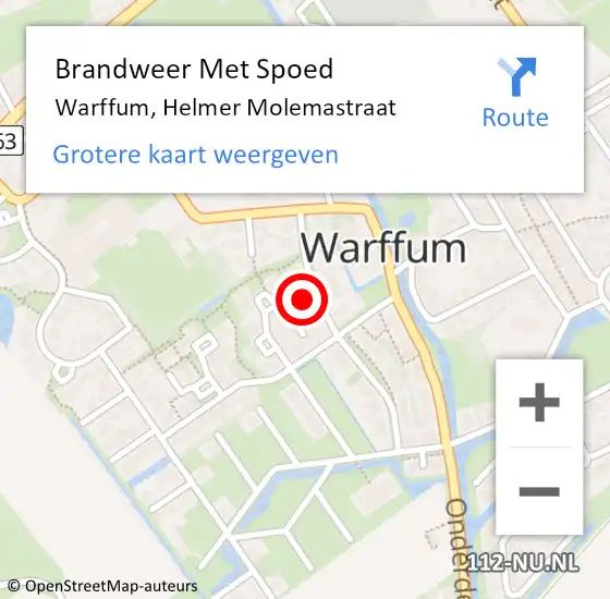 Locatie op kaart van de 112 melding: Brandweer Met Spoed Naar Warffum, Helmer Molemastraat op 28 oktober 2013 11:02