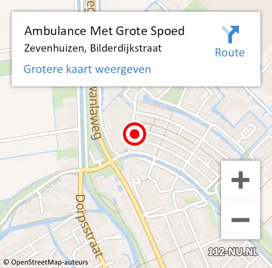 Locatie op kaart van de 112 melding: Ambulance Met Grote Spoed Naar Zevenhuizen, Bilderdijkstraat op 22 januari 2015 16:53