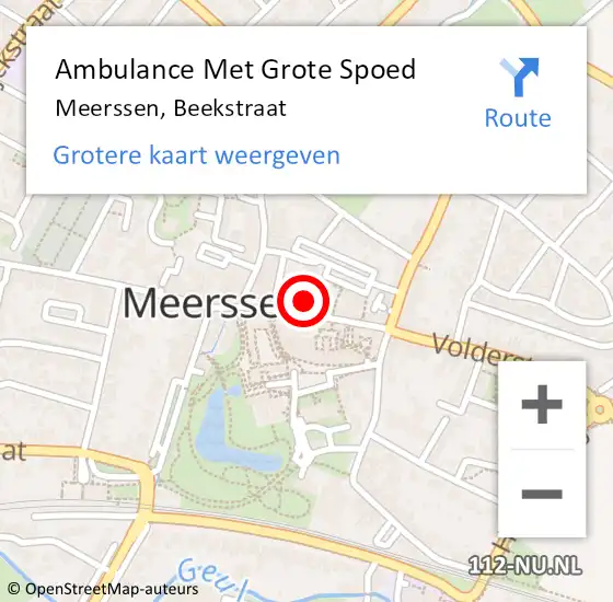 Locatie op kaart van de 112 melding: Ambulance Met Grote Spoed Naar Meerssen, Beekstraat op 22 januari 2015 17:10