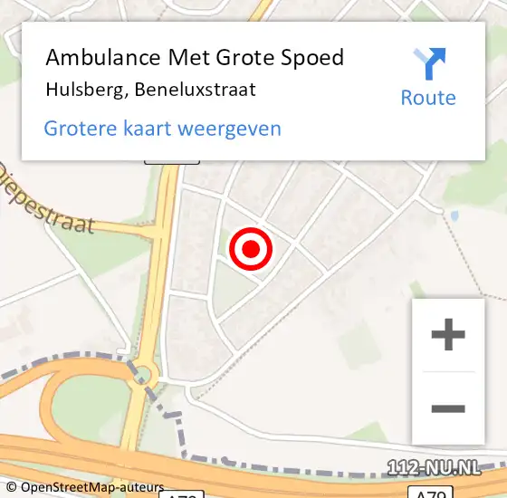 Locatie op kaart van de 112 melding: Ambulance Met Grote Spoed Naar Hulsberg, Beneluxstraat op 22 januari 2015 17:15