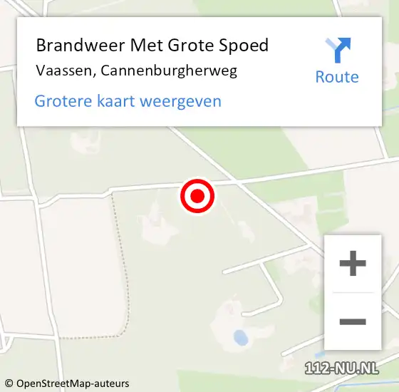 Locatie op kaart van de 112 melding: Brandweer Met Grote Spoed Naar Vaassen, Cannenburgherweg op 22 januari 2015 17:17