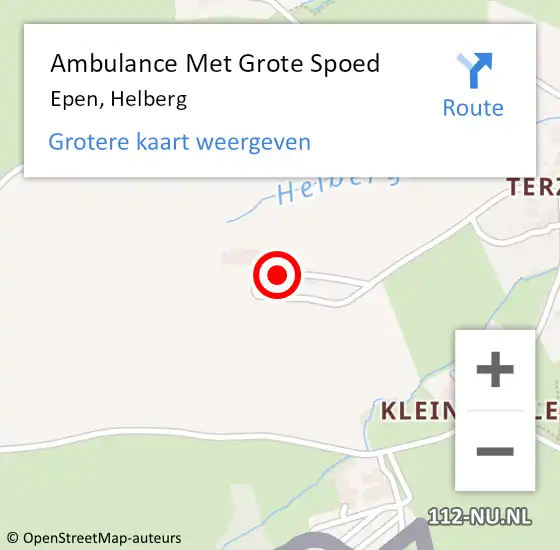 Locatie op kaart van de 112 melding: Ambulance Met Grote Spoed Naar Epen, Helberg op 22 januari 2015 17:28