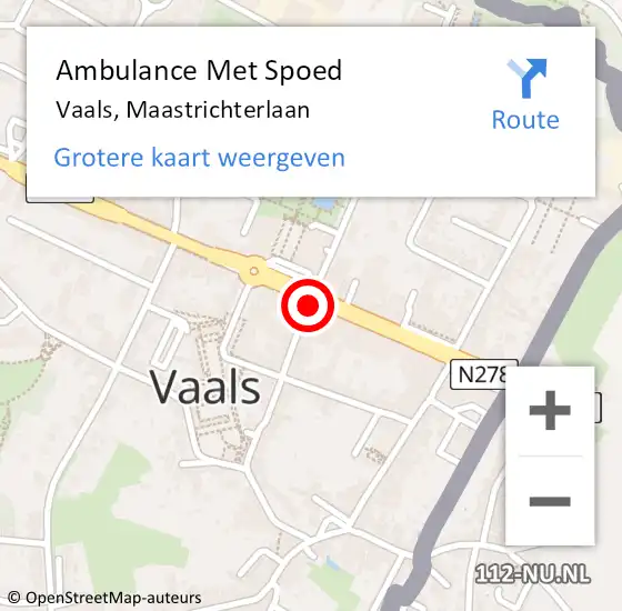 Locatie op kaart van de 112 melding: Ambulance Met Spoed Naar Vaals, Maastrichterlaan op 22 januari 2015 17:31