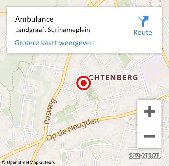 Locatie op kaart van de 112 melding: Ambulance Landgraaf, Surinameplein op 22 januari 2015 18:04