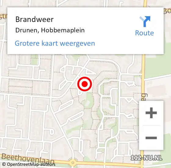 Locatie op kaart van de 112 melding: Brandweer Drunen, Hobbemaplein op 22 januari 2015 18:26